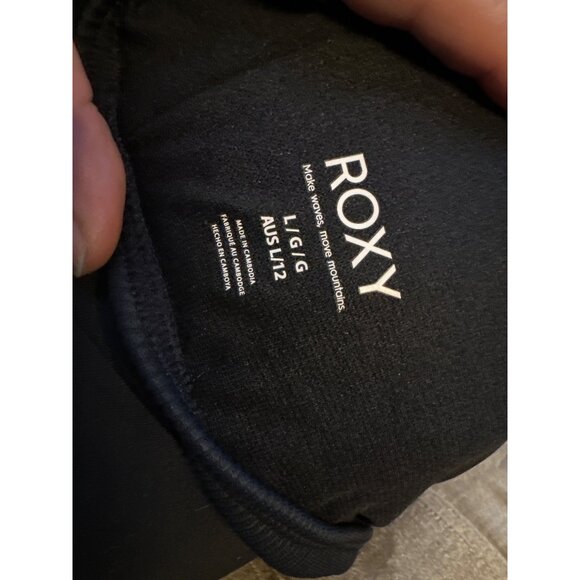 Roxy Ribbed Black Bikini Set With XL High-Waist Bottoms & Large Triangle Tie Top - Picture 5 of 6